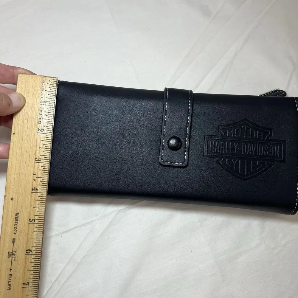 New Harley-Davidson Leather Travel Tech Tri-fold Organizer Mens Wallet